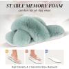 imageParlovable Womens Fuzzy Slippers Comfy Cross Band House Shoes Memory Foam Open Toe Indoor Gifts for LadiesTurquoise