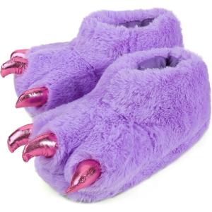 imageULTRAIDEAS Animal Paw Slippers for Women and Men Funny Claw Slippers for Adult and Kids Unisex Cute Costume House ShoesPurple Bear Paw Size 56 Women Size 34 Men