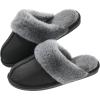 imageParlovable Women Slippers with Memory Foam Fuzzy Warm Bedroom House Shoes Fluffy Winter Indoor Outdoor AntiSkid SoleBlack