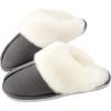 imageParlovable Women Slippers with Memory Foam Fuzzy Warm Bedroom House Shoes Fluffy Winter Indoor Outdoor AntiSkid SoleDark Grey