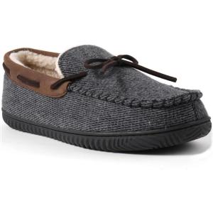 imageULTRAIDEAS Mens Austin Moccains Knit Slippers with TieGrey