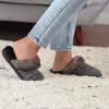 imageWomens Soft Yarn Cable Knitted Slippers Memory Foam AntiSkid Sole House Shoes wFaux Fur Collar Indoor ampamp Outdoor