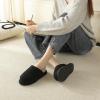 imageParlovable Womens House Slippers  Polar Fleece Splicing Style Slipon Indoor Fuzzy Memory Foam Shoes SlipperBlack