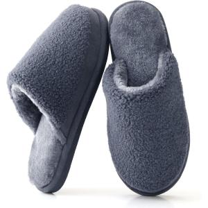 imageParlovable Womens House Slippers  Polar Fleece Splicing Style Slipon Indoor Fuzzy Memory Foam Shoes SlipperGrey