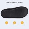 imageNineCiFun Mens House Scuff Slippers Slip On Warm Bedroom Solid Waffle Upper Slippers Lightweight Nonslip IndoorOutdoor House ShoesBlack
