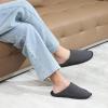 imageNineCiFun Mens House Scuff Slippers Slip On Warm Bedroom Solid Waffle Upper Slippers Lightweight Nonslip IndoorOutdoor House ShoesBlack