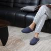 imageNineCiFun Mens House Scuff Slippers Slip On Warm Bedroom Solid Waffle Upper Slippers Lightweight Nonslip IndoorOutdoor House ShoesNavy