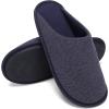 imageNineCiFun Mens House Scuff Slippers Slip On Warm Bedroom Solid Waffle Upper Slippers Lightweight Nonslip IndoorOutdoor House ShoesNavy