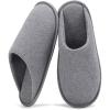 imageNineCiFun Mens House Scuff Slippers Slip On Warm Bedroom Solid Waffle Upper Slippers Lightweight Nonslip IndoorOutdoor House ShoesGrey