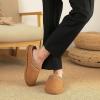 imageParlovable Memory Foam Slippers for Women Men  Suede Furry Lining Warm Mules Indoor Outdoor Short Ankle House ShoesChestnut