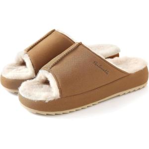 imageParlovable Womens Slippers Open Toe  Fuzzy Comfy Memory Foam Nonslip House Shoes Indoor Outdoor Trendy GiftsChestnut