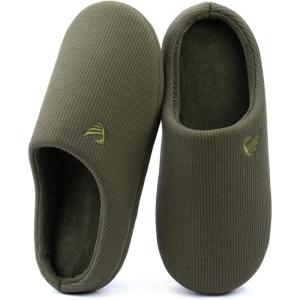 imageULTRAIDEAS Mens Comfy Memory Foam Slippers Indoor House Slippers for Men NonSlipArmy Green