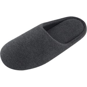 imageULTRAIDEAS Mens Lightweight Cotton Slippers with Memory Foam and Soft Sole GreyGrey1314