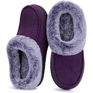 imageULTRAIDEAS Womens Memory Foam House Slippers with Hard Bottom Fur Lined House Shoes with NonSlip Rubber Sole for Indoor ampamp OutdoorPurple