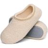 imageshevalues Women House Memory Foam Slippers Teddy Fleece Bedroom Sock Shoes with Soft Rubber SoleBeige