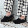 imageshevalues Women House Memory Foam Slippers Teddy Fleece Bedroom Sock Shoes with Soft Rubber SoleBlack