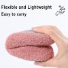 imageshevalues Women House Memory Foam Slippers Teddy Fleece Bedroom Sock Shoes with Soft Rubber SolePink