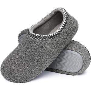 imageshevalues Women House Memory Foam Slippers Teddy Fleece Bedroom Sock Shoes with Soft Rubber SoleGrey