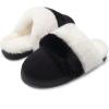 imageNineCiFun Womens TwoTone Fuzzy Collar House Slippers Memory Foam Plush Faux Fur LiningBlack