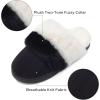 imageNineCiFun Womens TwoTone Fuzzy Collar House Slippers Memory Foam Plush Faux Fur LiningBlack
