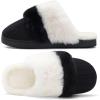 imageNineCiFun Womens TwoTone Fuzzy Collar House Slippers Memory Foam Plush Faux Fur LiningBlack