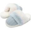 imageNineCiFun Womens TwoTone Fuzzy Collar House Slippers Memory Foam Plush Faux Fur LiningBlue