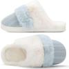 imageNineCiFun Womens TwoTone Fuzzy Collar House Slippers Memory Foam Plush Faux Fur LiningBlue