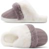 imageNineCiFun Womens TwoTone Fuzzy Collar House Slippers Memory Foam Plush Faux Fur LiningCoffee