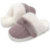imageNineCiFun Womens TwoTone Fuzzy Collar House Slippers Memory Foam Plush Faux Fur LiningCoffee