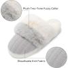 imageNineCiFun Womens TwoTone Fuzzy Collar House Slippers Memory Foam Plush Faux Fur LiningGrey