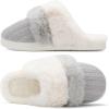 imageNineCiFun Womens TwoTone Fuzzy Collar House Slippers Memory Foam Plush Faux Fur LiningGrey