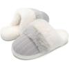 imageNineCiFun Womens TwoTone Fuzzy Collar House Slippers Memory Foam Plush Faux Fur LiningGrey