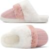 imageNineCiFun Womens TwoTone Fuzzy Collar House Slippers Memory Foam Plush Faux Fur LiningPink