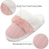 imageNineCiFun Womens TwoTone Fuzzy Collar House Slippers Memory Foam Plush Faux Fur LiningPink