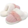 imageNineCiFun Womens TwoTone Fuzzy Collar House Slippers Memory Foam Plush Faux Fur LiningPink