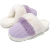 imageNineCiFun Womens TwoTone Fuzzy Collar House Slippers Memory Foam Plush Faux Fur LiningPurple