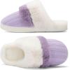 imageNineCiFun Womens TwoTone Fuzzy Collar House Slippers Memory Foam Plush Faux Fur LiningPurple
