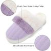 imageNineCiFun Womens TwoTone Fuzzy Collar House Slippers Memory Foam Plush Faux Fur LiningPurple