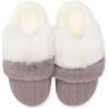 imageNineCiFun Womens TwoTone Fuzzy Collar House Slippers Memory Foam Plush Faux Fur LiningCoffee
