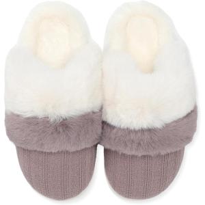 imageNineCiFun Womens TwoTone Fuzzy Collar House Slippers Memory Foam Plush Faux Fur LiningCoffee