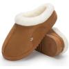 imageNineCiFun Womens Suede Memory Foam Slippers Plush Faux Fur Lining House Shoes with NonSlip Sole for Indoor Outdoor ComfortChestnut