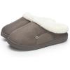 imageNineCiFun Womens Suede Memory Foam Slippers Plush Faux Fur Lining House Shoes with NonSlip Sole for Indoor Outdoor ComfortGrey