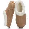 imageNineCiFun Womens Suede Memory Foam Slippers Plush Faux Fur Lining House Shoes with NonSlip Sole for Indoor Outdoor ComfortCamel