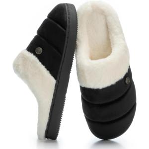 imageNineCiFun Womens Cozy Fuzzy Slippers Memory Foam Plush Soft NonSlip House Shoes Warm Indoor Outdoor SlippersBlack
