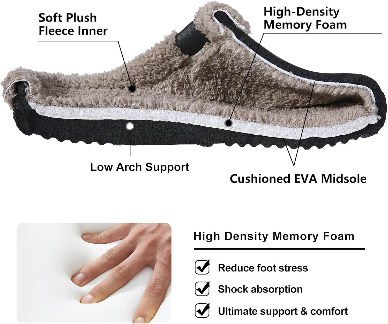 imageshevalues Fur Lined Clogs for Women Men Winter Waterproof Outdoor Slippers Garden Shoes
