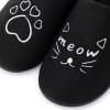 imageULTRAIDEAS Womens Cozy Slippers  Warm Felt Indoor House Slippers with Memory Foam Cute Cat Face Design Perfect Holiday Gift for Home Bedroom LoungeBlack