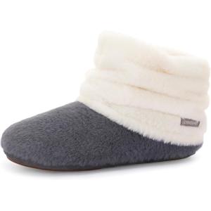 imageULTRAIDEAS Womens Bootie Slippers Memory Foam  Warm Fuzzy Non Slip House Shoes Perfect Holiday Gift for Women Indoor Winter SlippersFoggy Grey