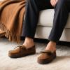 image:imageULTRAIDEAS Mens Luke Moccasin Slippers Memory Foam Cozy House Slippers Warm Comfy Slippers for Men Indoor Outdoor Loafer AntiSlip Home Shoes Light Coffee Size 12