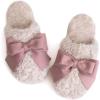 image:imageULTRAIDEAS Womens Fuzzy Slippers with Bow and Memory Foam Ladies Cute Slipon House Slippers for Indoor Use