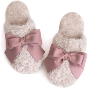 image:imageULTRAIDEAS Womens Fuzzy Slippers with Bow and Memory Foam Ladies Cute Slipon House Slippers for Indoor Use